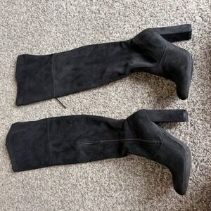 Target Black Faux Suede Over The Knee Block Heel Boots Size 6 096153164F